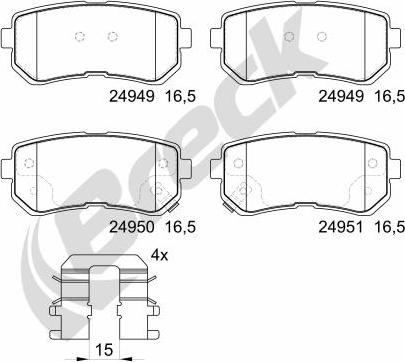 Breck 24949 00 704 00 - Комплект спирачно феродо, дискови спирачки vvparts.bg