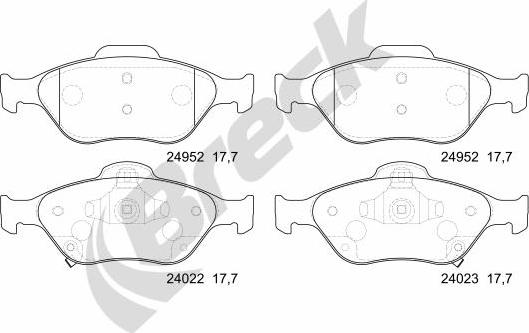 Breck 24952 00 702 00 - Комплект спирачно феродо, дискови спирачки vvparts.bg