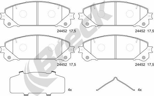 Breck 24452 00 551 00 - Комплект спирачно феродо, дискови спирачки vvparts.bg