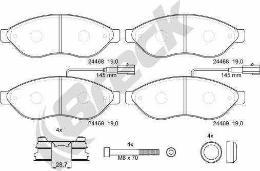 Breck 24469 00 703 10 - Комплект спирачно феродо, дискови спирачки vvparts.bg