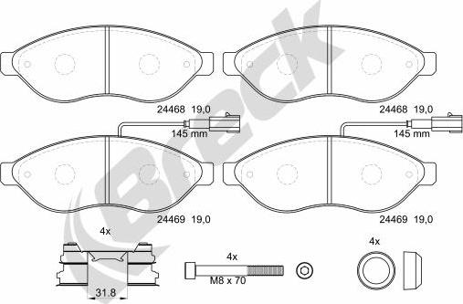 Breck 24469 00 703 20 - Комплект спирачно феродо, дискови спирачки vvparts.bg