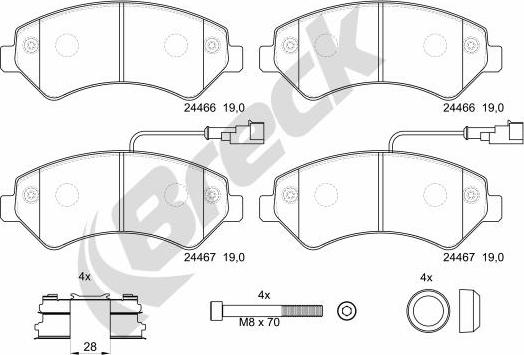 Breck 24467 00 703 10 - Комплект спирачно феродо, дискови спирачки vvparts.bg