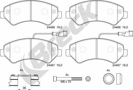 Breck 24467 00 703 20 - Комплект спирачно феродо, дискови спирачки vvparts.bg