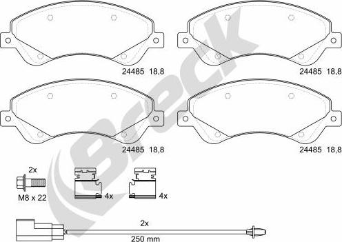 Breck 24485 00 703 10 - Комплект спирачно феродо, дискови спирачки vvparts.bg