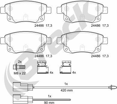 Breck 24486 00 702 10 - Комплект спирачно феродо, дискови спирачки vvparts.bg