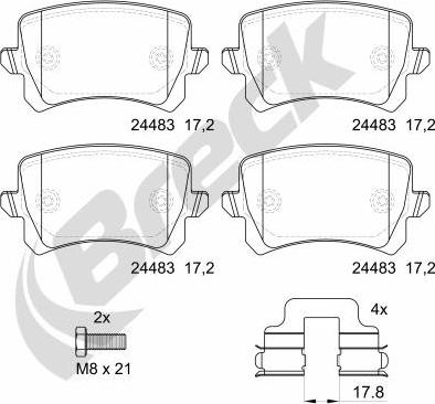 Breck 24483 00 704 10 - Комплект спирачно феродо, дискови спирачки vvparts.bg