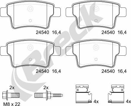 Breck 24540 00 704 00 - Комплект спирачно феродо, дискови спирачки vvparts.bg