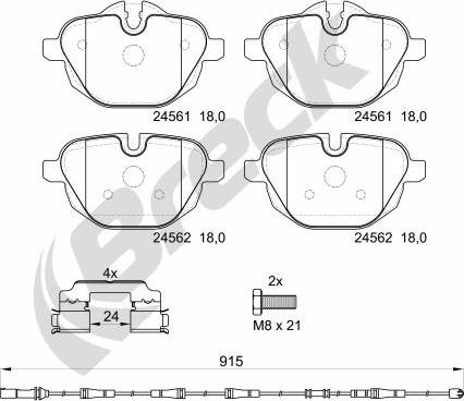 Breck 24561 00 552 00 - Комплект спирачно феродо, дискови спирачки vvparts.bg