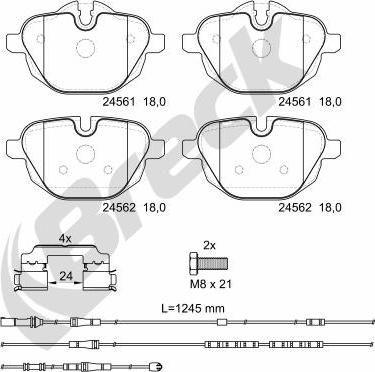 Breck 24561 00 552 10 - Комплект спирачно феродо, дискови спирачки vvparts.bg