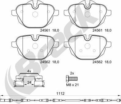 Breck 24561 00 552 20 - Комплект спирачно феродо, дискови спирачки vvparts.bg