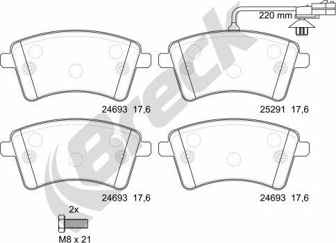 Breck 24693 00 701 10 - Комплект спирачно феродо, дискови спирачки vvparts.bg