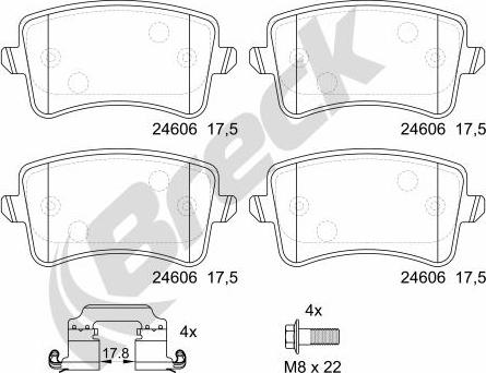 Breck 24606 00 554 10 - Комплект спирачно феродо, дискови спирачки vvparts.bg