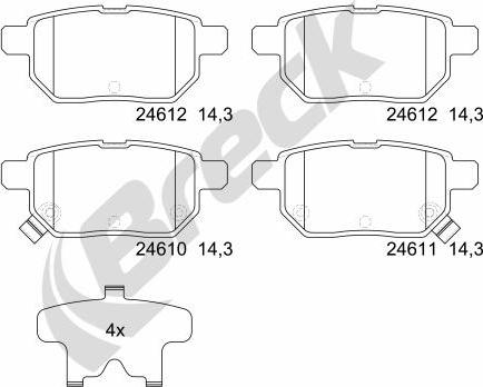 Breck 24610 00 704 10 - Комплект спирачно феродо, дискови спирачки vvparts.bg