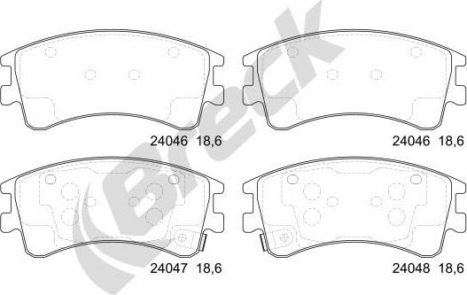 Breck 24046 00 701 10 - Комплект спирачно феродо, дискови спирачки vvparts.bg