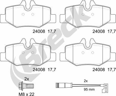 Breck 24008 00 703 00 - Комплект спирачно феродо, дискови спирачки vvparts.bg