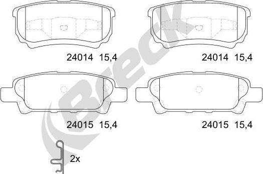 Breck 24014 00 702 10 - Комплект спирачно феродо, дискови спирачки vvparts.bg