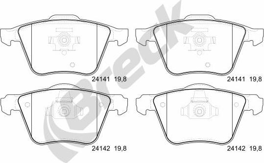 Breck 24141 00 551 00 - Комплект спирачно феродо, дискови спирачки vvparts.bg