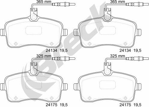 Breck 24134 00 701 10 - Комплект спирачно феродо, дискови спирачки vvparts.bg