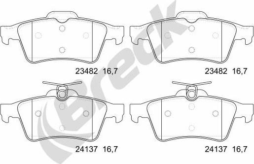 Breck 24137 00 702 00 - Комплект спирачно феродо, дискови спирачки vvparts.bg