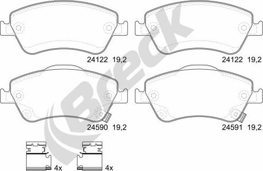 Breck 24122 00 701 10 - Комплект спирачно феродо, дискови спирачки vvparts.bg