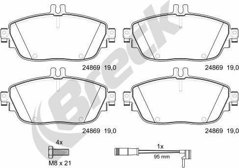 Breck 24869 00 701 00 - Комплект спирачно феродо, дискови спирачки vvparts.bg