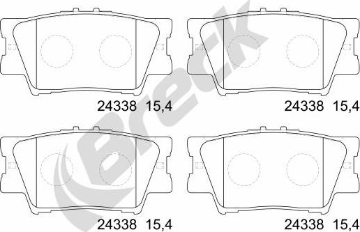 Breck 24338 00 704 00 - Комплект спирачно феродо, дискови спирачки vvparts.bg