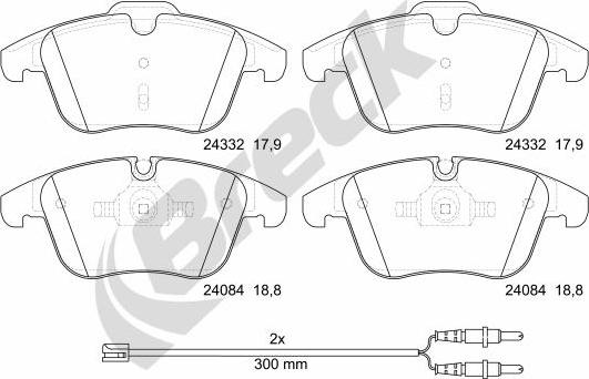 Breck 24332 00 701 10 - Комплект спирачно феродо, дискови спирачки vvparts.bg