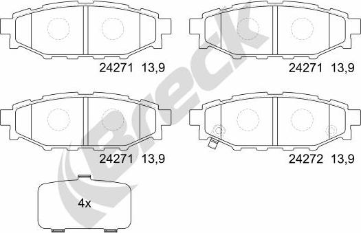 Breck 24271 00 702 10 - Комплект спирачно феродо, дискови спирачки vvparts.bg