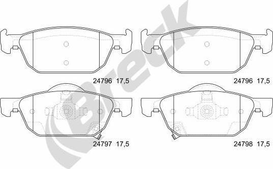 Breck 24796 00 701 00 - Комплект спирачно феродо, дискови спирачки vvparts.bg