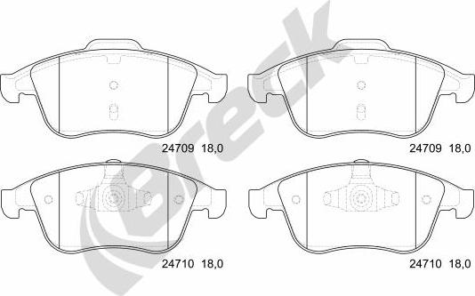 Breck 24709 00 701 00 - Комплект спирачно феродо, дискови спирачки vvparts.bg