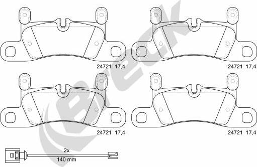 Breck 24721 00 553 10 - Комплект спирачно феродо, дискови спирачки vvparts.bg