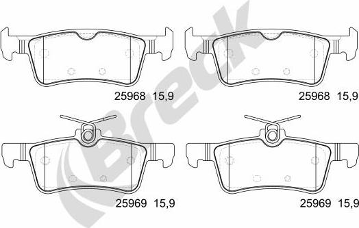 Breck 25968 00 704 00 - Комплект спирачно феродо, дискови спирачки vvparts.bg