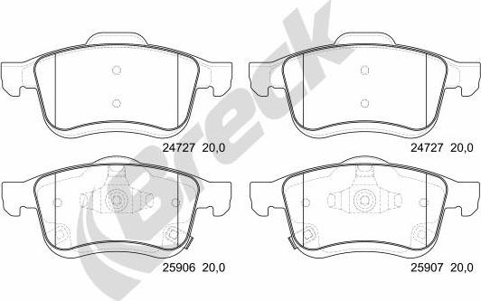 Breck 25906 00 701 00 - Комплект спирачно феродо, дискови спирачки vvparts.bg