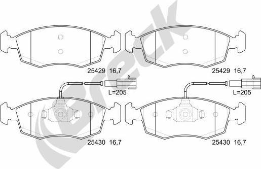 Breck 25429 00 702 00 - Комплект спирачно феродо, дискови спирачки vvparts.bg