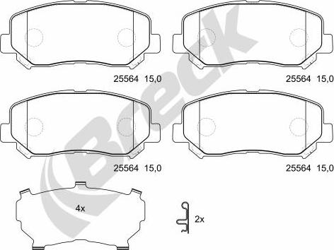 Breck 25564 00 701 00 - Комплект спирачно феродо, дискови спирачки vvparts.bg