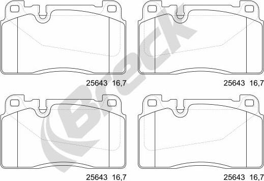 Breck 25643 00 551 00 - Комплект спирачно феродо, дискови спирачки vvparts.bg