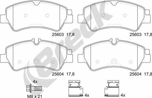 Breck 25603 00 703 00 - Комплект спирачно феродо, дискови спирачки vvparts.bg