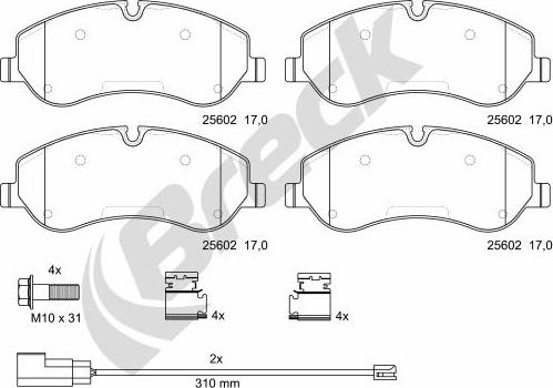 Breck 25602 00 703 00 - Комплект спирачно феродо, дискови спирачки vvparts.bg