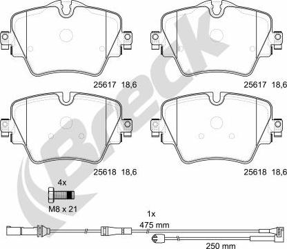 Breck 25617 00 701 00 - Комплект спирачно феродо, дискови спирачки vvparts.bg