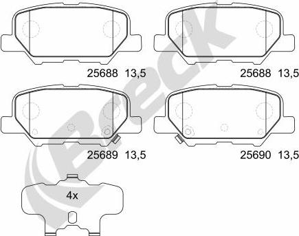 Breck 25688 00 702 00 - Комплект спирачно феродо, дискови спирачки vvparts.bg