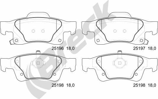 Breck 25196 00 554 00 - Комплект спирачно феродо, дискови спирачки vvparts.bg