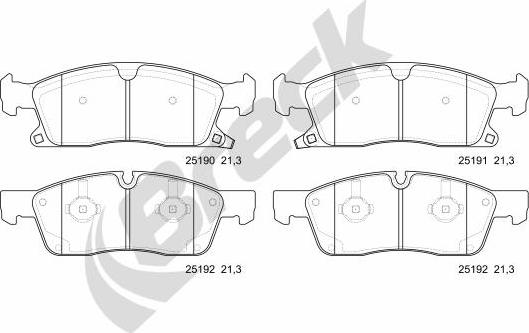 Breck 25190 00 551 00 - Комплект спирачно феродо, дискови спирачки vvparts.bg