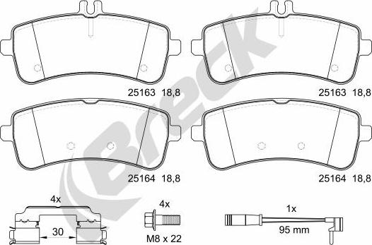 Breck 25163 00 553 00 - Комплект спирачно феродо, дискови спирачки vvparts.bg