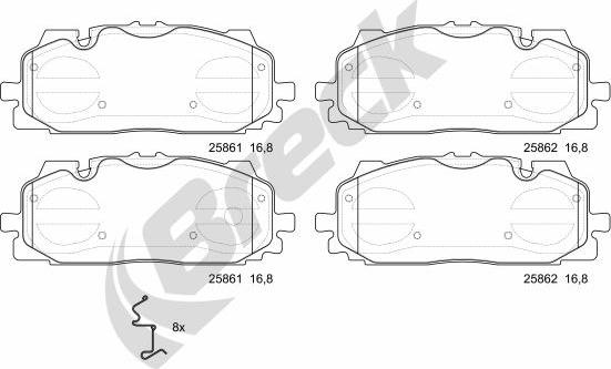 Breck 25861 00 553 00 - Комплект спирачно феродо, дискови спирачки vvparts.bg