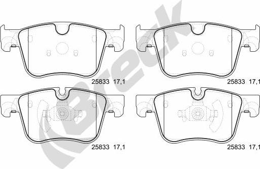 Breck 25834 00 701 00 - Комплект спирачно феродо, дискови спирачки vvparts.bg