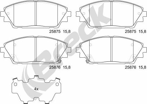 Breck 25875 00 701 00 - Комплект спирачно феродо, дискови спирачки vvparts.bg