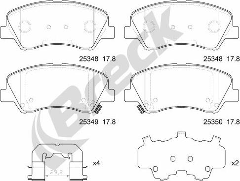 Breck 25348 00 701 00 - Комплект спирачно феродо, дискови спирачки vvparts.bg