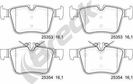 Breck 25353 00 704 00 - Комплект спирачно феродо, дискови спирачки vvparts.bg