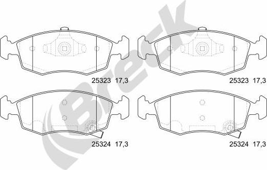 Breck 25323 00 702 10 - Комплект спирачно феродо, дискови спирачки vvparts.bg