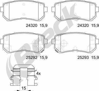 Breck 25292 00 702 00 - Комплект спирачно феродо, дискови спирачки vvparts.bg